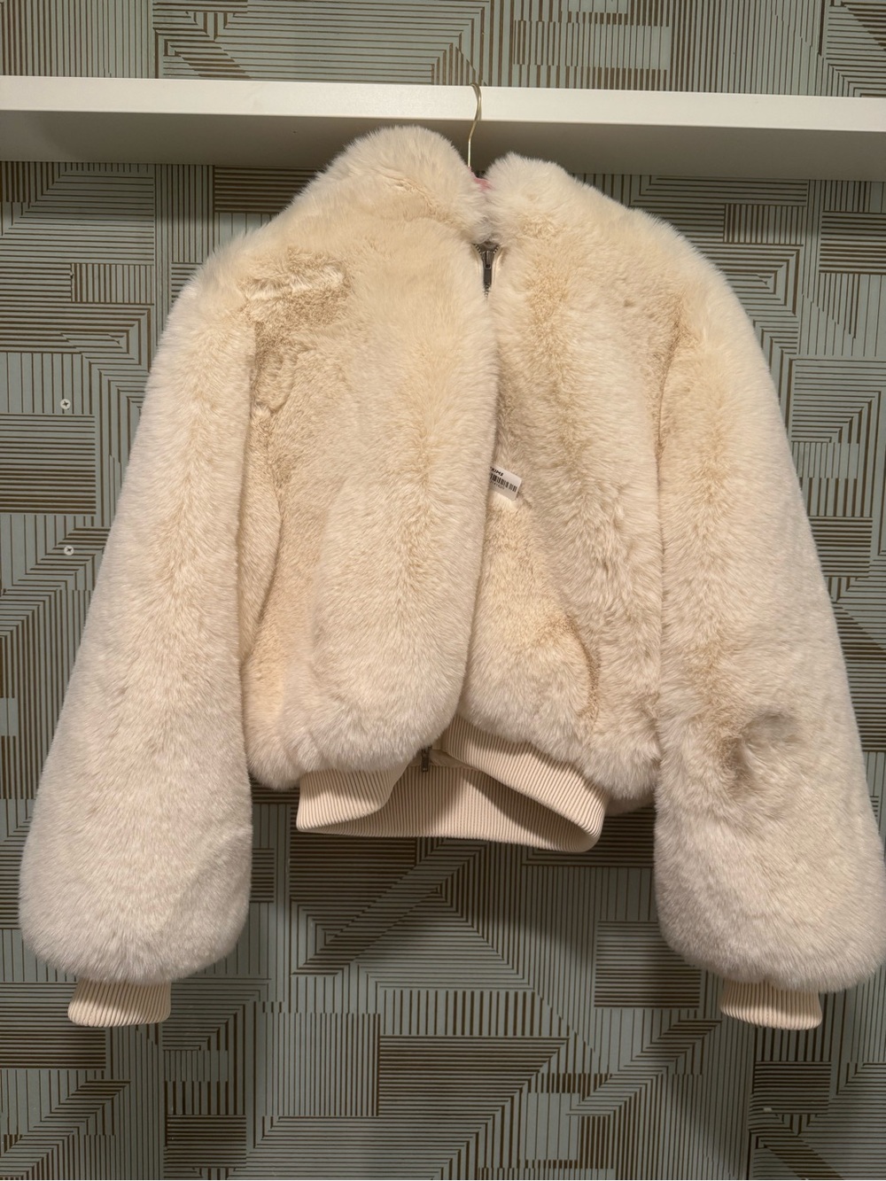 SKIMS Cream Faux-Fur Bomber Jacket - Women